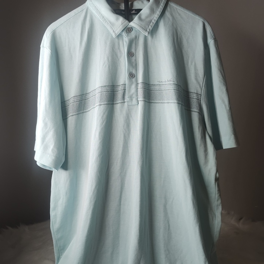 Travis Mathew Blue Polo Shirt with Chest Panel